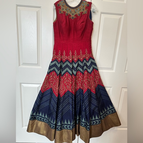 Blue and Red Floor Length Gown - Picture 1 of 3